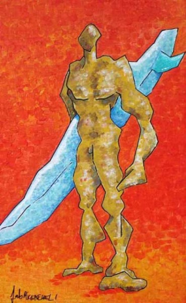 Painting titled "Clet, homme à la pl…" by Fabrice Réhel, Original Artwork, Acrylic