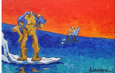 Painting titled "SURF TANDEM AVEC CH…" by Fabrice Réhel, Original Artwork
