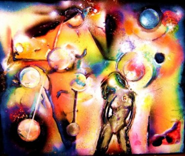 Peinture intitulée "bombe et huile sur…" par Fabrice Tylbor, Œuvre d'art originale