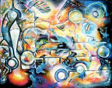 Peinture intitulée "bombe et huile sur…" par Fabrice Tylbor, Œuvre d'art originale