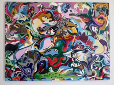 Pintura intitulada "Flutuação" por Fabrício Campos, Obras de arte originais, Óleo