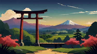 Digital Arts titled "japan landscape" by Fabricio De Souza Cabral, Original Artwork, AI generated image