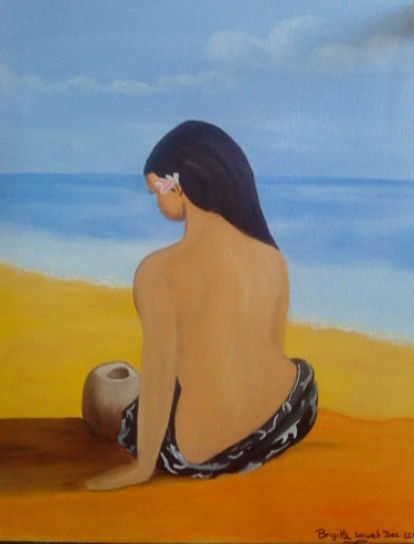 Painting titled "Tahitienne 1" by Brigitte Lauret, Original Artwork