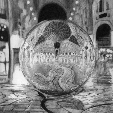 Dessin intitulée "Palla su palle, Gal…" par Fabrizio Boldrini, Œuvre d'art originale, Crayon
