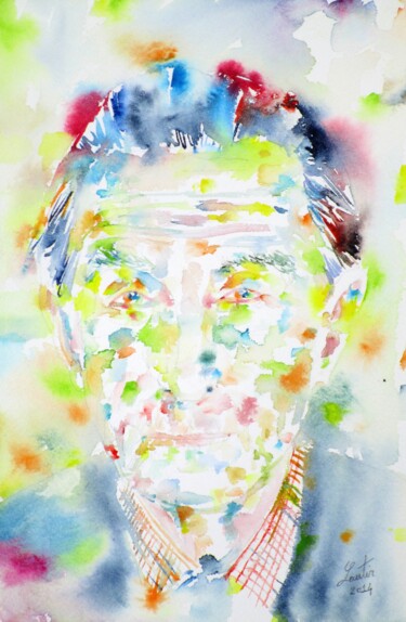 Painting titled "MARCEL DUCHAMP" by Lautir, Original Artwork, Watercolor