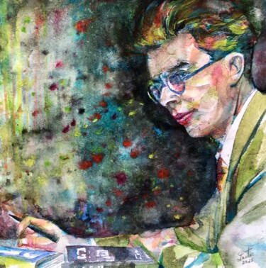 Painting titled "ALDOUS HUXLEY" by Lautir, Original Artwork, Watercolor