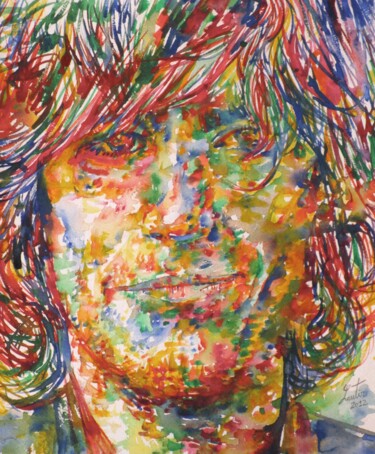 Painting titled "SYD BARRETT" by Lautir, Original Artwork, Watercolor