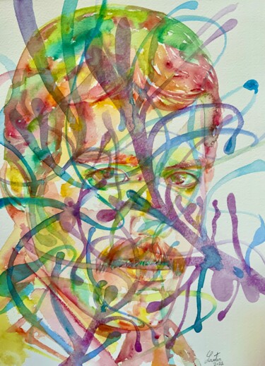 Картина под названием "FREDDIE MERCURY" - Lautir, Подлинное произведение искусства, Акварель