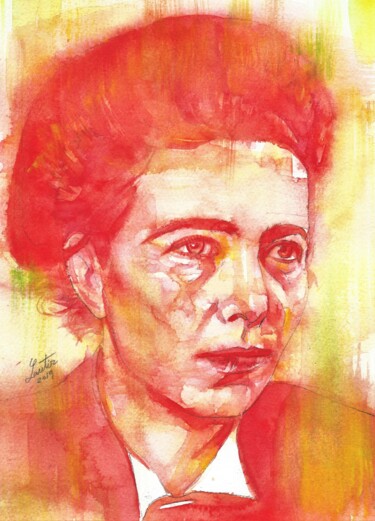 Painting titled "SIMONE DE BEAUVOIR…" by Lautir, Original Artwork, Watercolor