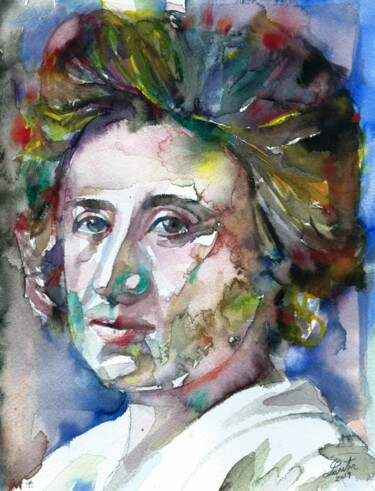 Painting titled "ROSA LUXEMBURG (2)" by Lautir, Original Artwork, Watercolor