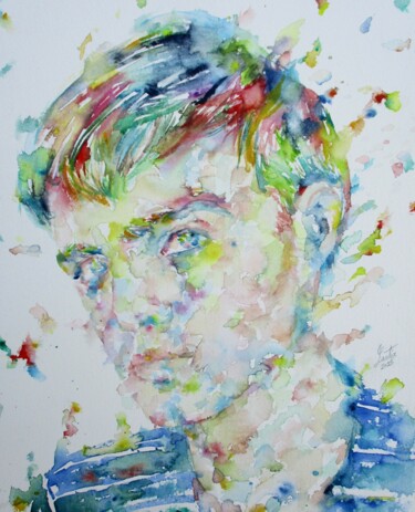 Painting titled "TRUMAN CAPOTE" by Lautir, Original Artwork, Watercolor