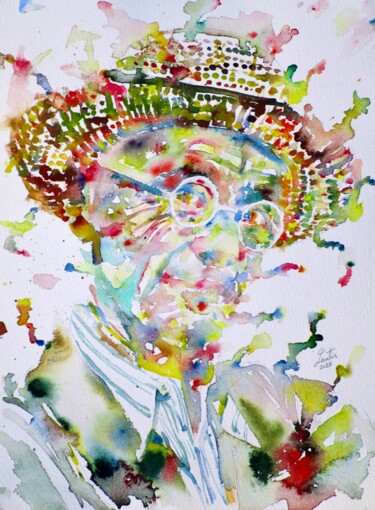 Malerei mit dem Titel "HERMANN HESSE water…" von Lautir, Original-Kunstwerk, Aquarell