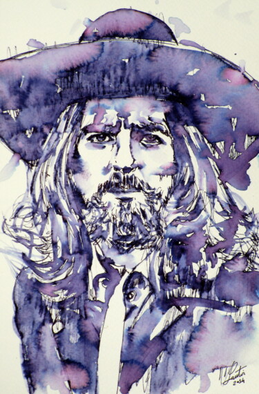 Peinture intitulée "GEORGE HARRISON (2)" par Lautir, Œuvre d'art originale, Aquarelle