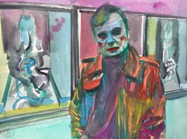 Painting titled "FRANCIS BACON" by Lautir, Original Artwork, Watercolor