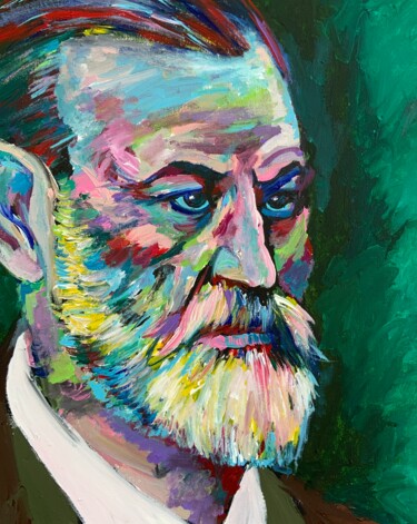 Painting titled "SIGMUND FREUD (5)" by Lautir, Original Artwork, Acrylic Mounted on Wood Stretcher frame