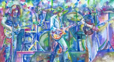 Painting titled "JERRY GARCIA and th…" by Lautir, Original Artwork, Watercolor