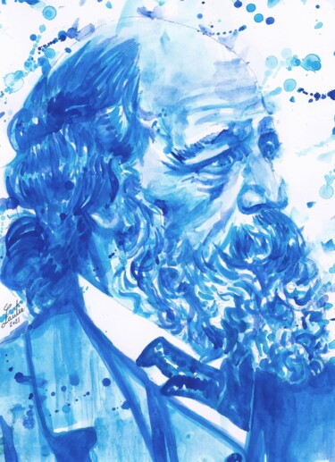 Painting titled "ALFRED,LORD TENNYSON" by Lautir, Original Artwork, Watercolor