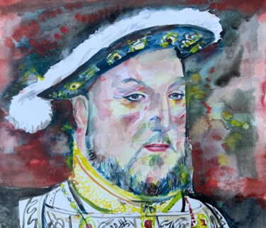 Malerei mit dem Titel "HENRY VIII of ENGLA…" von Lautir, Original-Kunstwerk, Aquarell