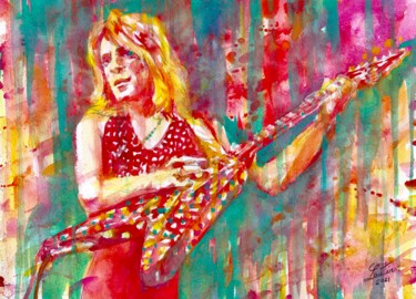 Schilderij getiteld "RANDY RHOADS" door Lautir, Origineel Kunstwerk, Aquarel