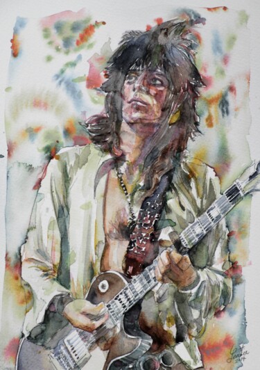 Pintura titulada "KEITH RICHARDS (2)" por Lautir, Obra de arte original, Acuarela