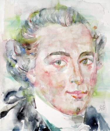 Painting titled "IMMANUEL KANT" by Lautir, Original Artwork, Watercolor