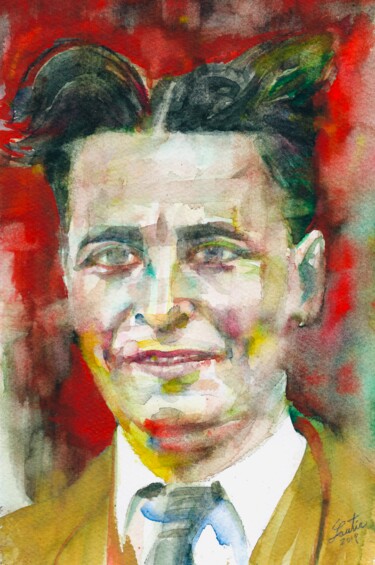 Painting titled "F. SCOTT FITZGERALD" by Lautir, Original Artwork, Watercolor