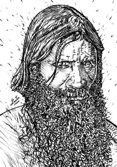 Dessin intitulée "GRIGORI RASPUTIN" par Lautir, Œuvre d'art originale, Encre