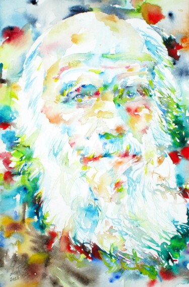 Schilderij getiteld "CHARLES DARWIN wate…" door Lautir, Origineel Kunstwerk, Aquarel