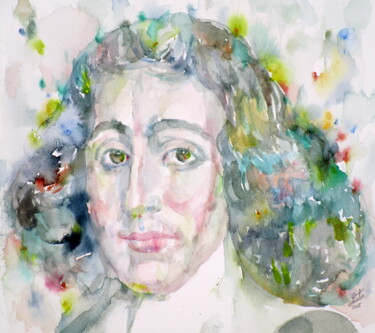 Peinture intitulée "BARUCH SPINOZA" par Lautir, Œuvre d'art originale, Aquarelle