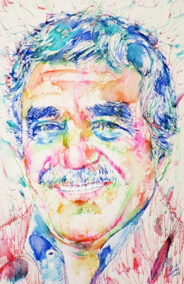 Painting titled "GABRIEL GARCIA MARQ…" by Lautir, Original Artwork, Watercolor