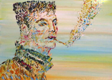 Картина под названием "SMOKING ON A FROZEN…" - Lautir, Подлинное произведение искусства, Масло