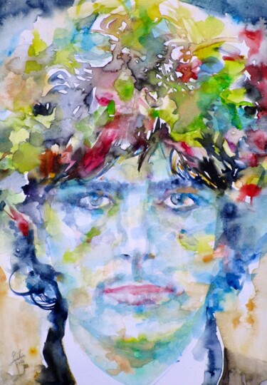 Schilderij getiteld "SYD BARRETT waterco…" door Lautir, Origineel Kunstwerk, Aquarel