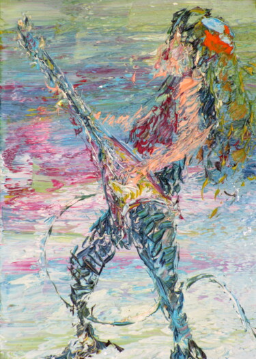 Malerei mit dem Titel "ELECTRIC MONK" von Lautir, Original-Kunstwerk, Öl