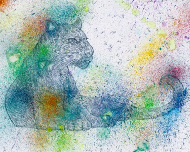 「PANTHER」というタイトルの絵画 Lautirによって, オリジナルのアートワーク, 水彩画