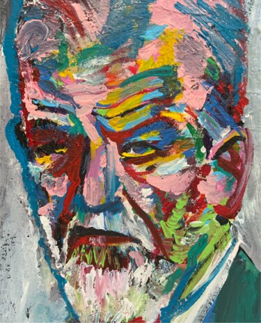 Schilderij getiteld "SIGMUND FREUD acryl…" door Lautir, Origineel Kunstwerk, Acryl