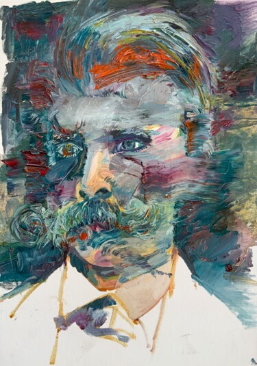 Schilderij getiteld "FRIEDRICH NIETZSCHE…" door Lautir, Origineel Kunstwerk, Olie