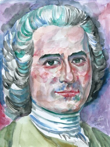 Painting titled "JEAN-JACQUES ROUSSE…" by Lautir, Original Artwork, Watercolor