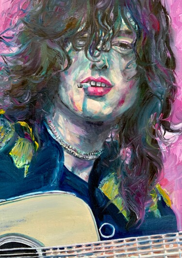 Pintura intitulada "JIMMY PAGE oil port…" por Lautir, Obras de arte originais, Óleo