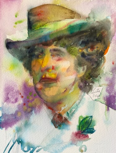 Malerei mit dem Titel "OSCAR WILDE waterco…" von Lautir, Original-Kunstwerk, Aquarell