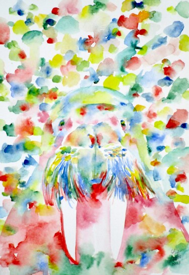Painting titled "PSYCHEDELIC WALRUS" by Lautir, Original Artwork, Watercolor