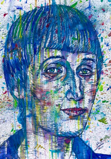 Pintura intitulada "ANNA AKHMATOVA wate…" por Lautir, Obras de arte originais, Aquarela