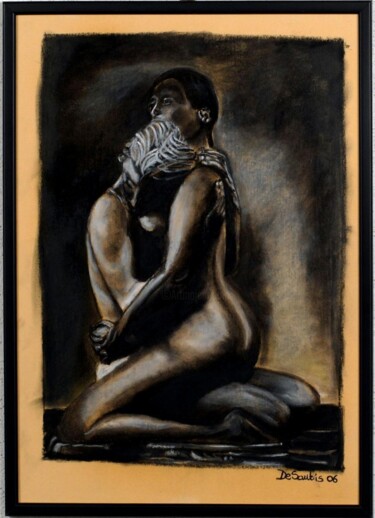 Disegno intitolato "Gli Amanti" da Fabrizio De Santis, Opera d'arte originale, Pastello