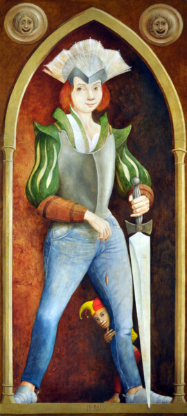 Ζωγραφική με τίτλο "JEANS" από Fabrizio Riccardi, Αυθεντικά έργα τέχνης, Λάδι Τοποθετήθηκε στο Άλλος άκαμπτος πίνακας
