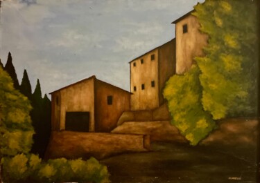 Painting titled "Paesaggio" by Fabrizio Scarselli, Original Artwork, Oil