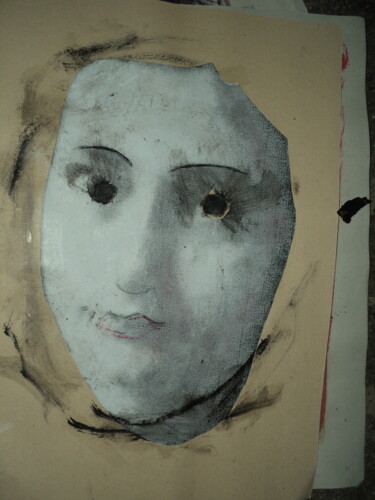 Schilderij getiteld "FACE" door Fabrizio Giuranna, Origineel Kunstwerk, Encaustiek