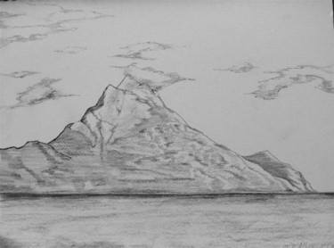 Disegno intitolato "Monte Athos" da Fabrizio Paris, Opera d'arte originale