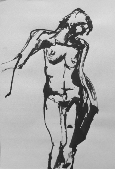 Disegno intitolato "Studio nudo" da Fabrizio Paris, Opera d'arte originale