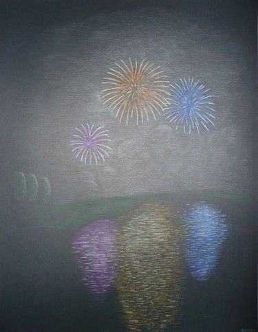 Drawing titled "feux d'artifice" by Fabien Bochard, Original Artwork, Pastel