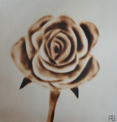Drawing titled "rose" by Fabien Bochard, Original Artwork, Wood Mounted on Wood Panel