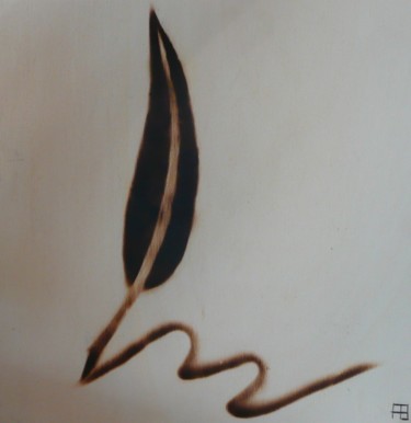 Dessin intitulée "plume" par Fabien Bochard, Œuvre d'art originale, Bois Monté sur Panneau de bois